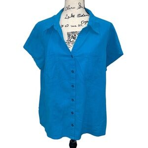 White Stag Blue Dressy Button Blouse size 2X 18 / 20